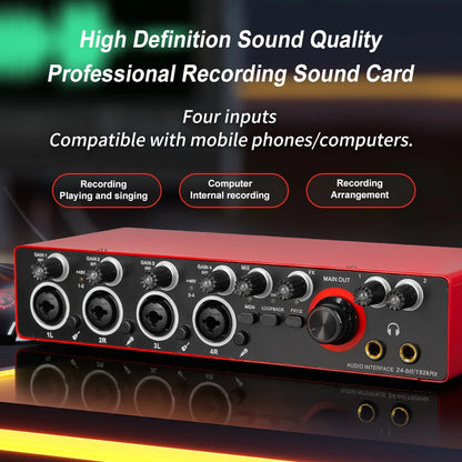 Professional 4-channel recording interface with 192kHz/24-bit quality, designed for music lovers and podcasters who want to