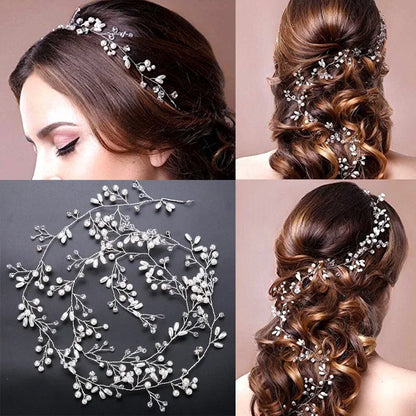 Bridal Wedding Crystal Bride Hair Accessories Pearl Flower Headband Handmade Hairband Beads Decoration Hair Comb For Women