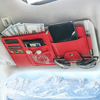 Car Sun Visor Organizer Storage Holder Styling Visor Clip Sunglasses Holder Card Ticket Pouch Organizer Accessories NEW