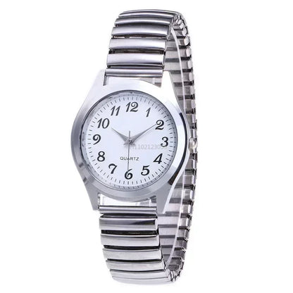 Man Women Couple Wrist Watches Stainless Steel Band Alloy Lovers Business Quartz Movement Wristwatch Elastic Strap Band Watch