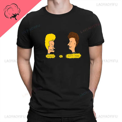 Shut Up Beavis and Butthead Print Funny Sarcastic Cartoon Men Tshirt Fashion Cotton TShirt Hip-hop Tops Male Short Sleeve Tee