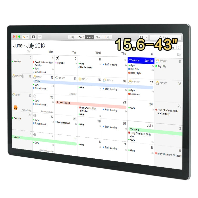 TouchWo 15.6-43 Inch Touchscreen Digital Calendar & Chore Chart, Smart Electronic Calendar for Work & Family Schedule