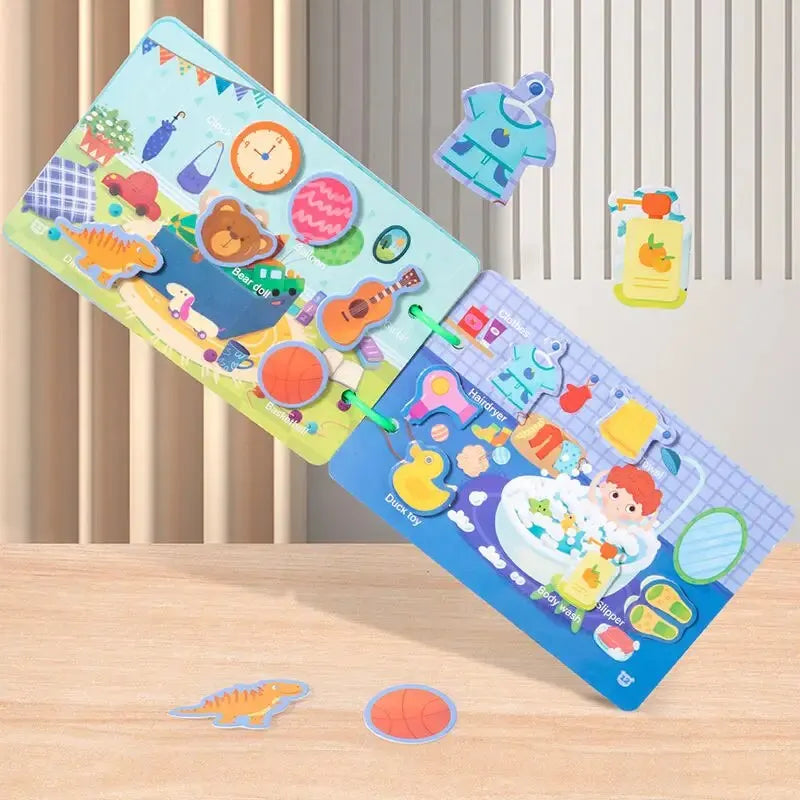 1pc Enlightenment Busy Book Paper Pasting Book Operation Board Baby Learning Children's Quiet Picture Books