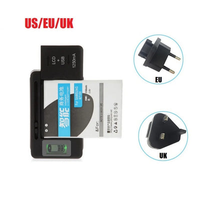 New Car Universal Mobile Battery Charger EU US Plug in LCD Indicator Screen USB Port for Mobile Phone Battery Charger