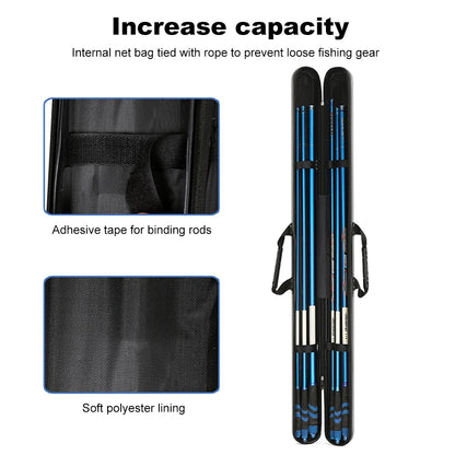 Hard Shell Fishing Pole Carrier Portable Fishing Pole Carry Organizer Large Capacity Fishing Rod Storage Bag for Fishing Lovers