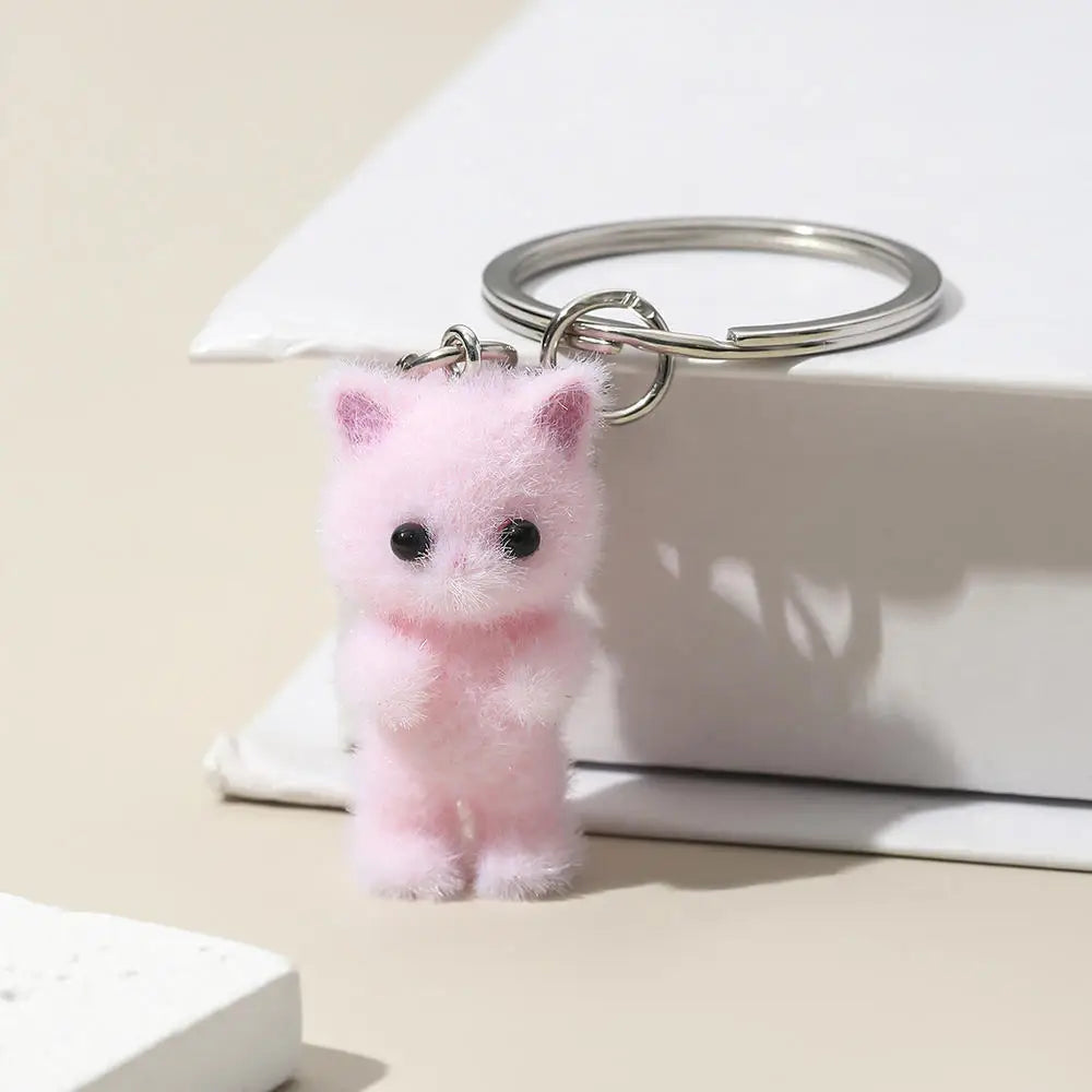 1 Pcs Fuzzy Kitty Cat Decor Gifts Cat Lovers Y2K Heart Bow Pendent Women Girls Kawaii Cat Bag Charm Cute Cat Keychain Keyring