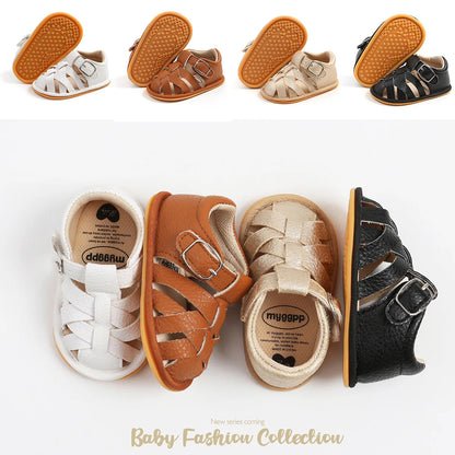 Newborn Baby Boys Girls Summer Sandals Infant Shoes Rubber Soft Sole Non-Slip Toddler First Walker Baby Crib Shoes