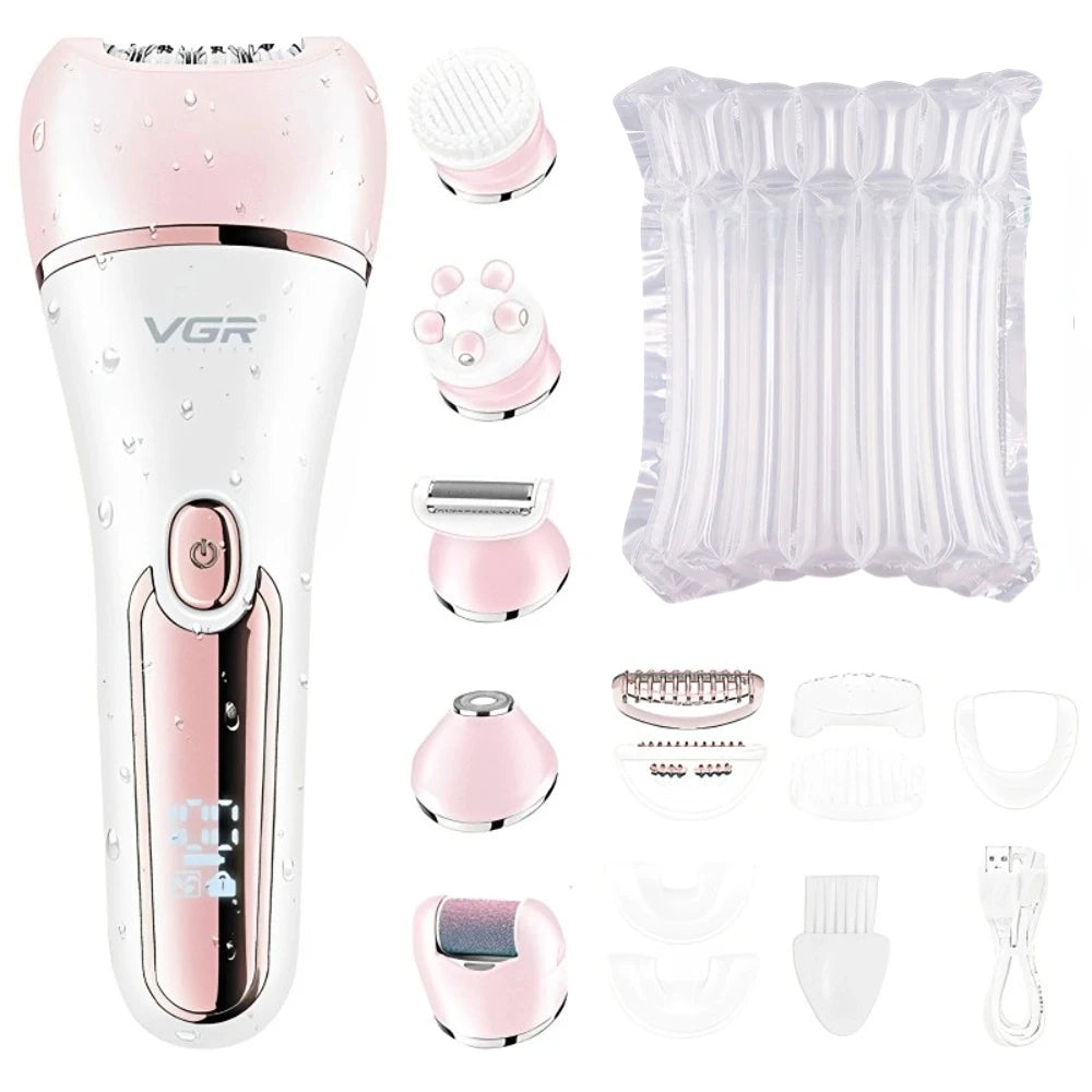 VGR Hair Remover Rechargeable Epilator Professional Lady Shaver Electric 6 In 1 Bikini Leg Body LED Epilator for Women V-733