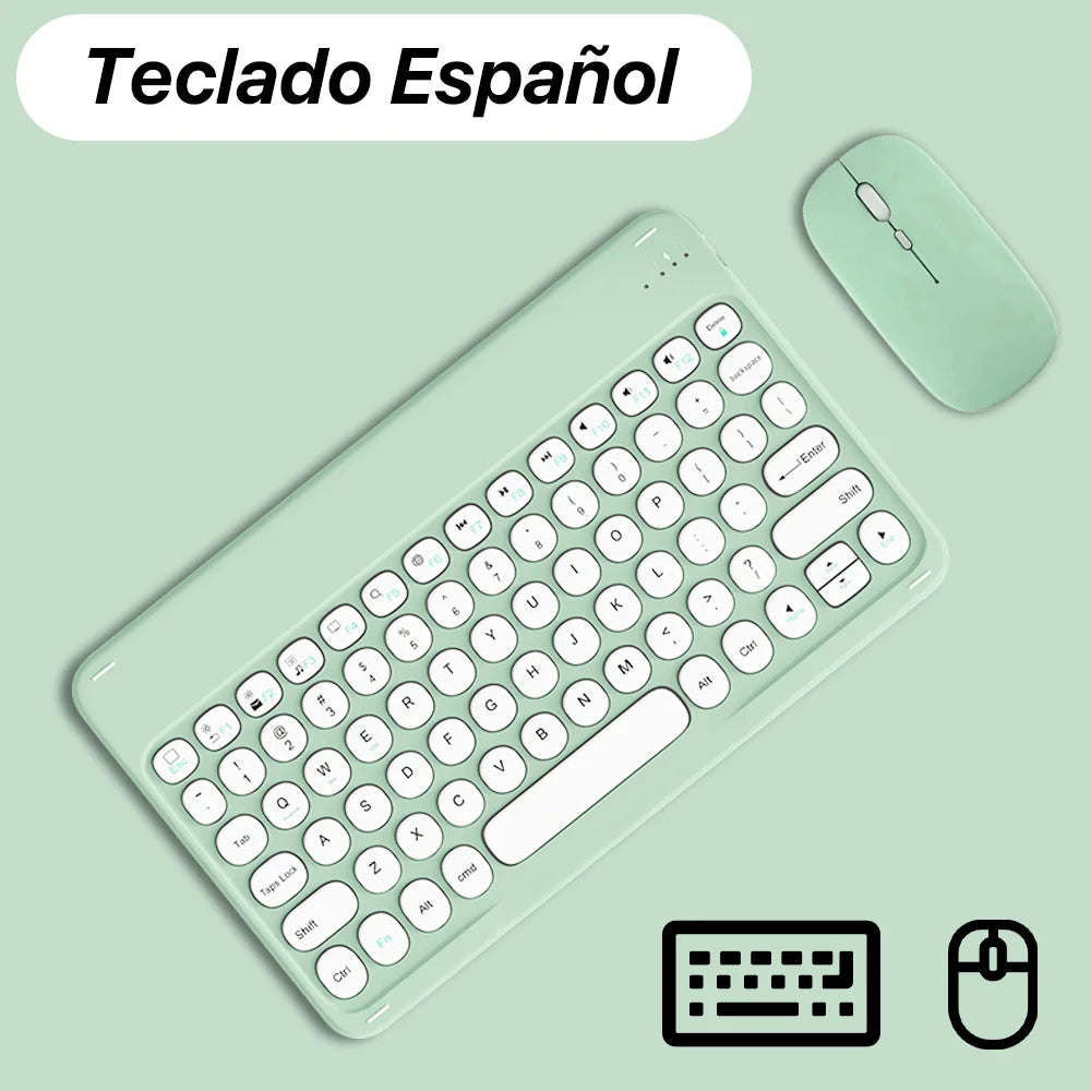 Bluetooth Keyboard Mouse for Tablet Phone Laptop for iPad Keyboard Spanish Portuguese Russian Hebrew Arabic French Keyboard