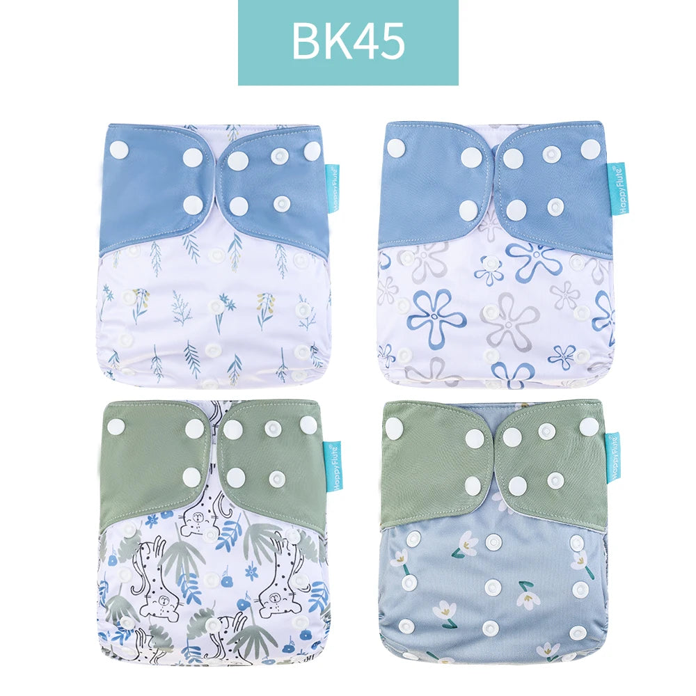 Happyflute 2023 New Fashion Style Baby Nappy 4Pcs/Set Diaper Cover Waterproof&Reusable Cloth Diaper