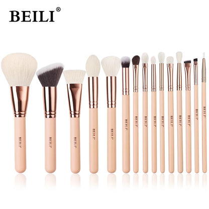 BEILI Pink Makeup Brushes High Quality Powder Foundation Blush Eyeshadow Make Up Brush Set  Natural Hair косметика