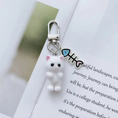 1 Pcs Fuzzy Kitty Cat Decor Gifts Cat Lovers Y2K Heart Bow Pendent Women Girls Kawaii Cat Bag Charm Cute Cat Keychain Keyring