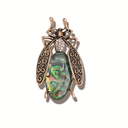 Cross Fashion Retro Insect Cicada Brooch Personalized Alloy Women's Rhinestone Cat's Eye Stone Gemstone Brooch