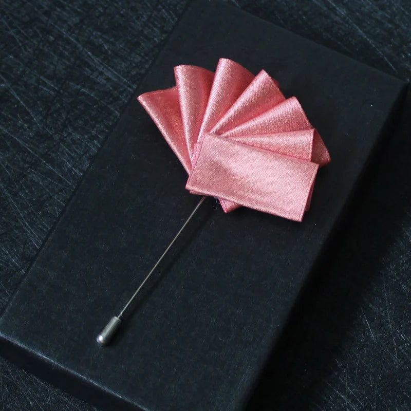 Fan Shaped Cloth Art Pins, Men's Suit Jewelry, High-end Shirt Ornament, Wedding Brooches, Pocket Pin Badge, Clothes Accessories