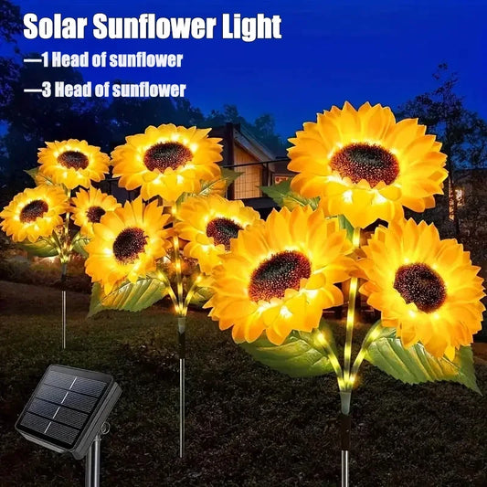 Solar Sunflower Light 1/3 Heads Outdoor Lawn Lights Waterproof Simulation Flower Landscape Lamp For Home Garden Christmas Decor