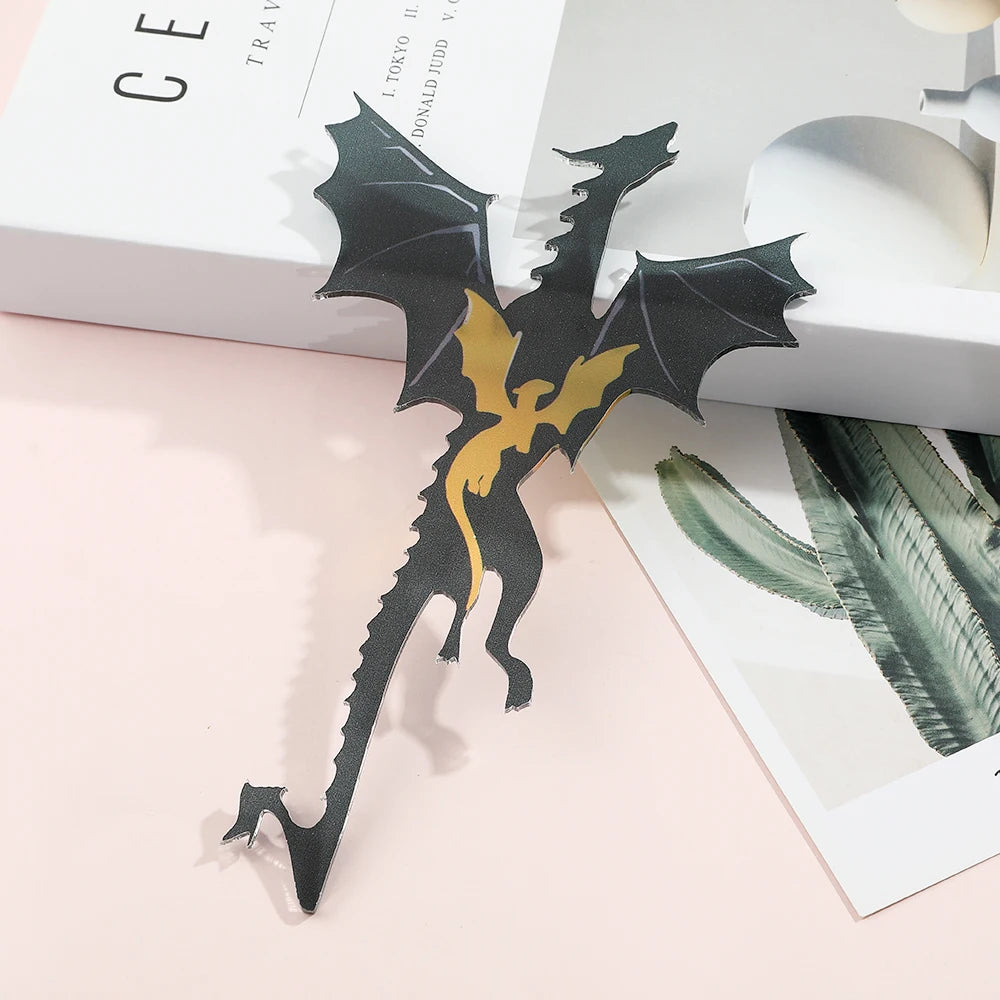 Anime Black Dragon Bookmarks Collect Gift for Book Lovers Acrylic Book Mark Stationery Accessories for Men Women Friends Teacher