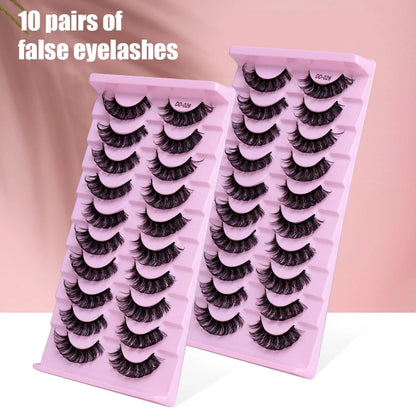 10 pairs Russian Strip Lashes Fluffy Mink Lashes 3D False Eyelashes Russian Volume Eyelashes Fake Eyelash Extension Make Up