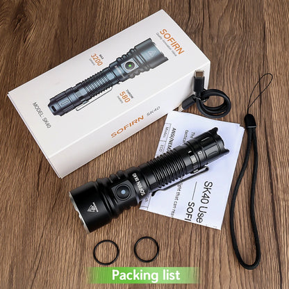 NEW SOFIRN SK40 3200lm Tactical Flashlight 580m Powerful Bright SFT70 LED IP68 waterproof Torch with Dual Switch