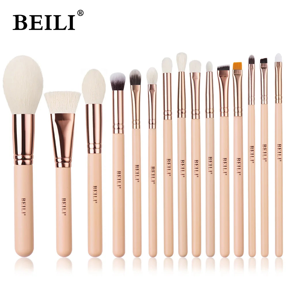 BEILI Pink Makeup Brushes High Quality Powder Foundation Blush Eyeshadow Make Up Brush Set  Natural Hair косметика