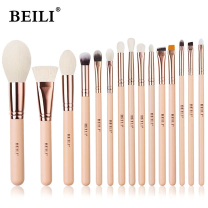 BEILI Pink Makeup Brushes High Quality Powder Foundation Blush Eyeshadow Make Up Brush Set  Natural Hair косметика