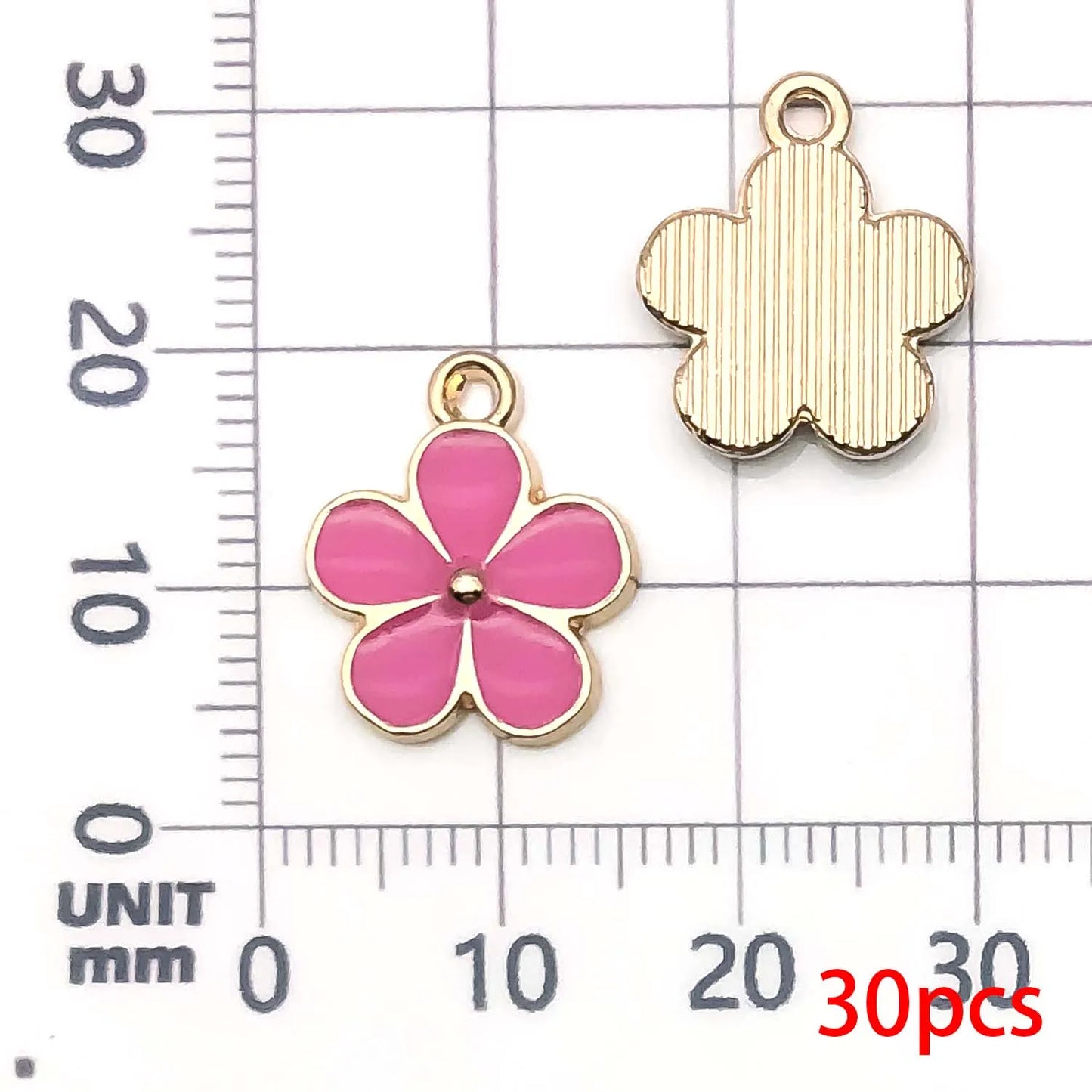 30pcs Yellow & Rose Red Enamel Flower Charms Alloy Small Daisies,  Chrysanthemum Pendants For DIY Jewelry Making Accessories