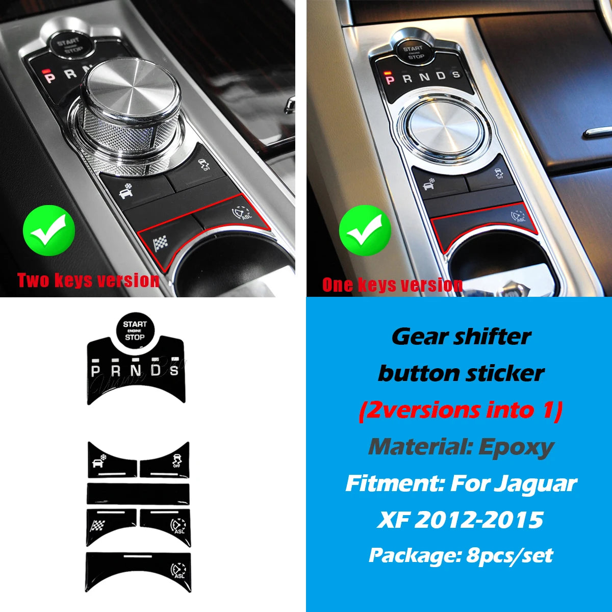 For Jaguar XF Black Button Stickers 2012 2013 2014 2015 Sticky Button Solution For Jaguar XF X250 Accessories Car Modification