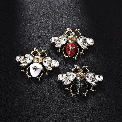 Creative Cute Insect Brooch Drip Oil Rhinestone Bee Beetle Animal Brooches Fashion Corsage Clothing Accessories Universal Pins