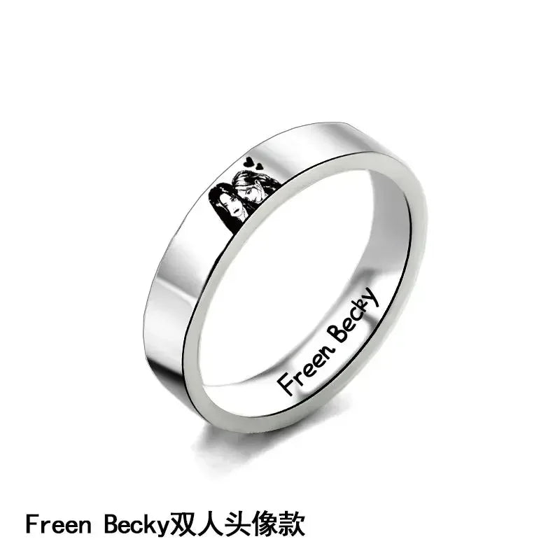 FreenBecky Same Female Leader of Thai Gap Series Signed The Same Ring with Titanium Steel Carving Lovers Ring Necklace