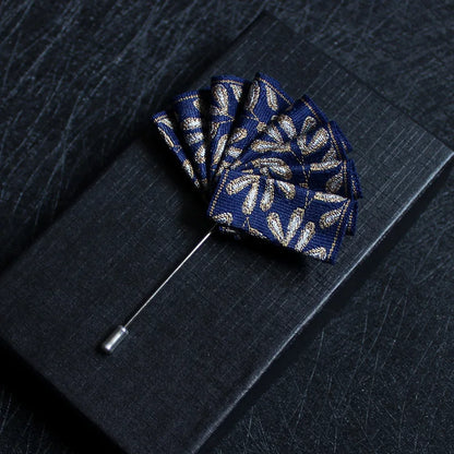 Fan Shaped Cloth Art Pins, Men's Suit Jewelry, High-end Shirt Ornament, Wedding Brooches, Pocket Pin Badge, Clothes Accessories