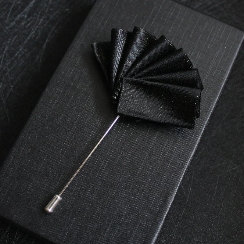 Fan Shaped Cloth Art Pins, Men's Suit Jewelry, High-end Shirt Ornament, Wedding Brooches, Pocket Pin Badge, Clothes Accessories