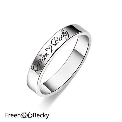 FreenBecky Same Female Leader of Thai Gap Series Signed The Same Ring with Titanium Steel Carving Lovers Ring Necklace