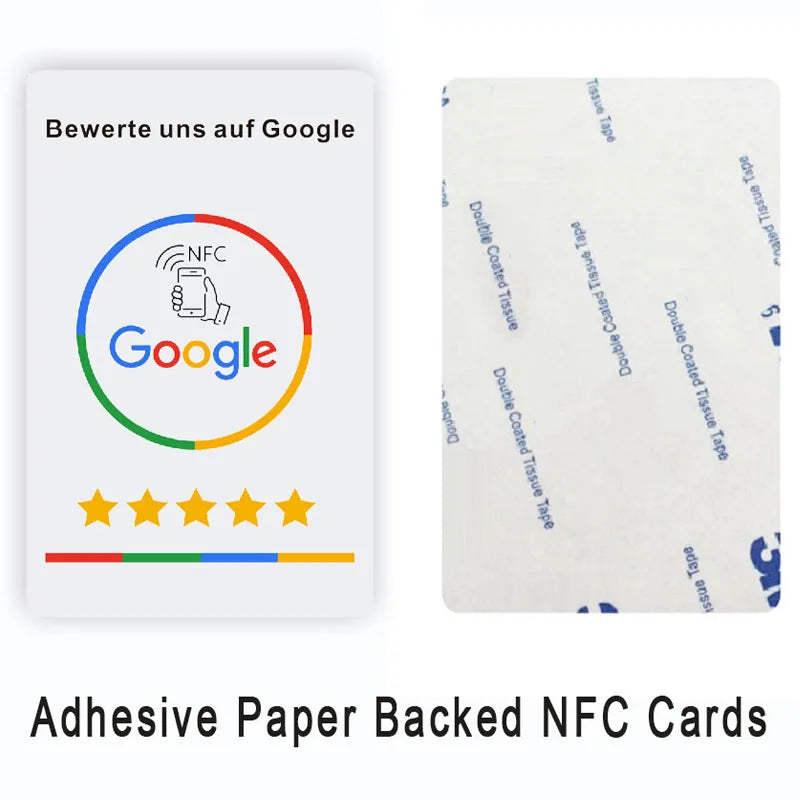 Spanish German French Dutch English NFC Google Review Cards Android/IPhone Tap URL Writing Social Business Review Cards