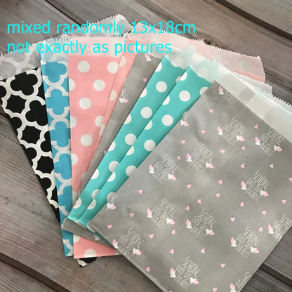 25pcs treat Candy Bag Chevron Polka Dot Bags Kraft Paper Bags Wedding Birthday New Year Party Favors Supplies Gifts Bags