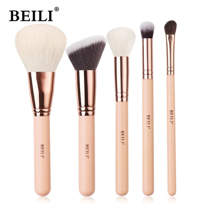 BEILI Pink Makeup Brushes High Quality Powder Foundation Blush Eyeshadow Make Up Brush Set  Natural Hair косметика