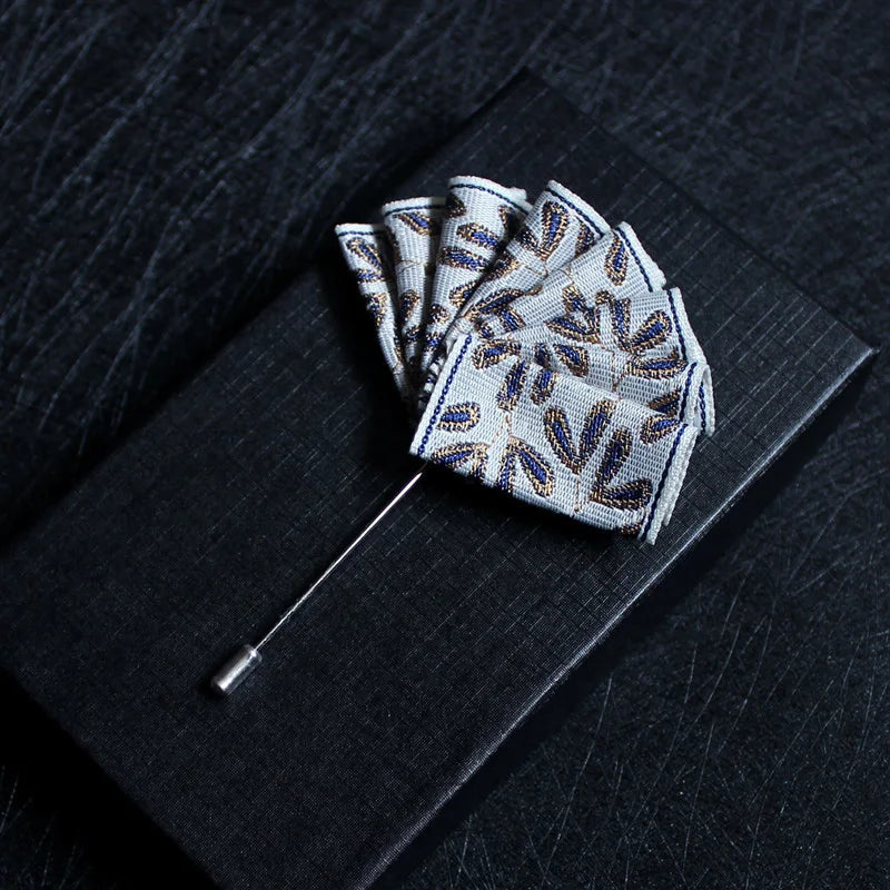 Fan Shaped Cloth Art Pins, Men's Suit Jewelry, High-end Shirt Ornament, Wedding Brooches, Pocket Pin Badge, Clothes Accessories