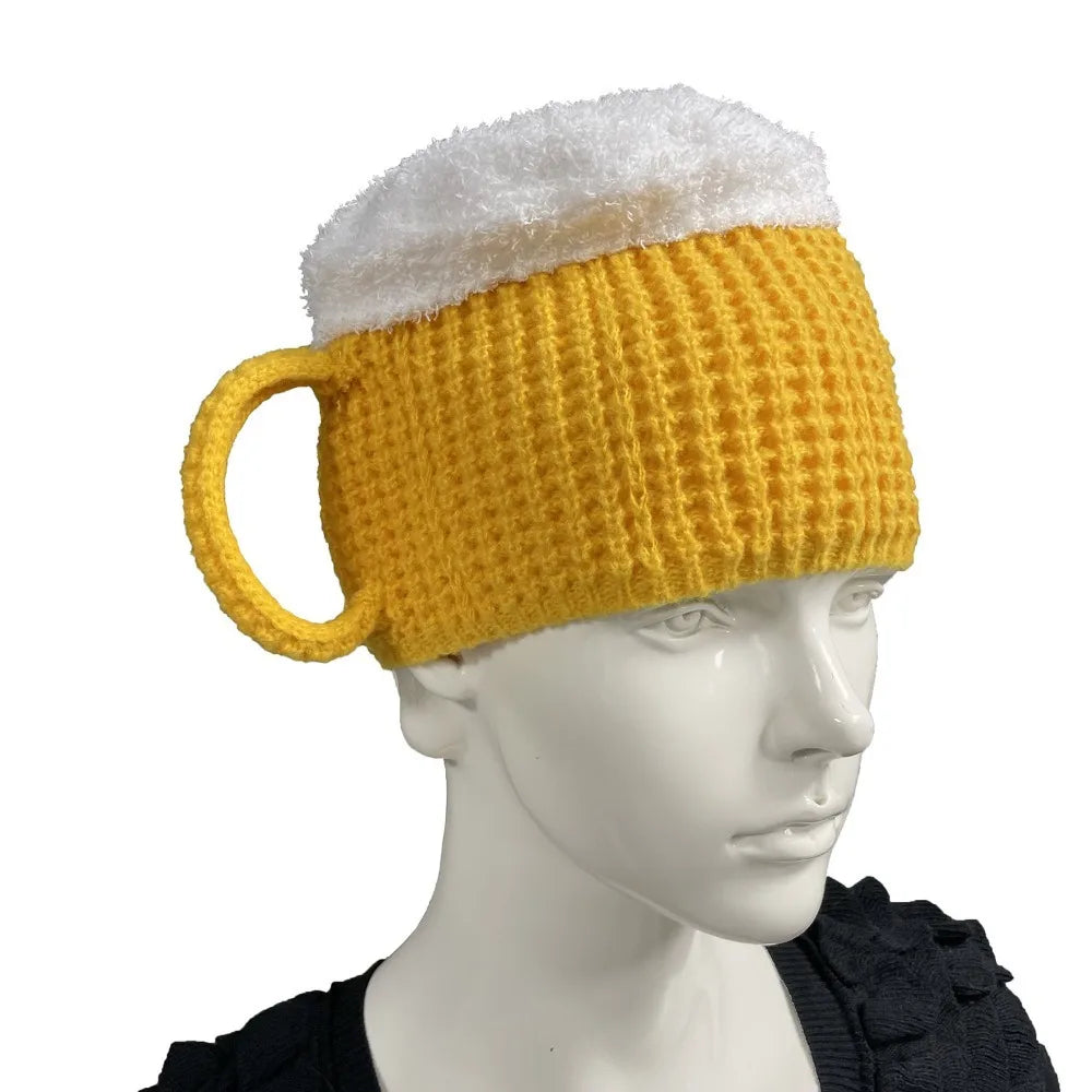 3D Beer Cup Hats Year Presents Ear Warmers Warm Beanies Unisex Versatile Pullover Cap Beer Lovers Women Men