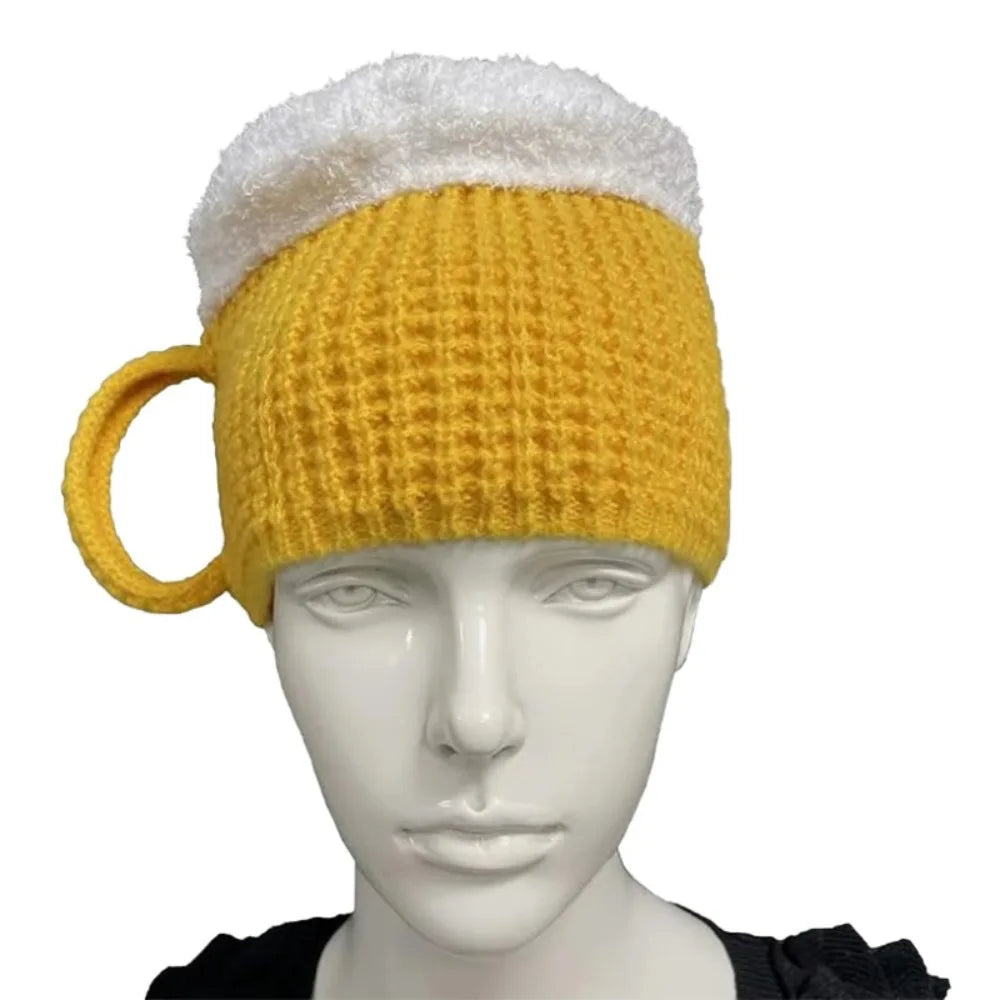 3D Beer Cup Hats Year Presents Ear Warmers Warm Beanies Unisex Versatile Pullover Cap Beer Lovers Women Men