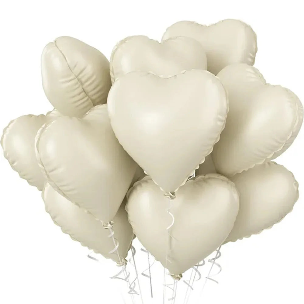 5/10pcs 18inch Heart Foil Balloons Pink Sage Green Heart Ballon for Birthday Party Valentines Day Wedding Anniversary Decoration