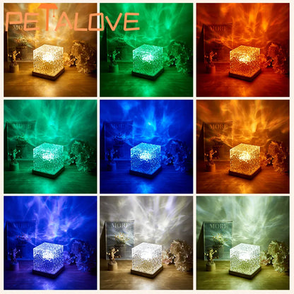 Creative New Styles Rotating Water Ripple Night Light Block Ambient Star Projector Crystal Lamp Unset Lights Room Decorations 16