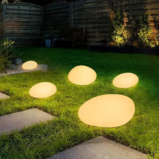 Solar Pebble Stone Lights for Outdoor Garden, Villa, Park – Decorative Landscape Lighting for Atmosphere & Ambience