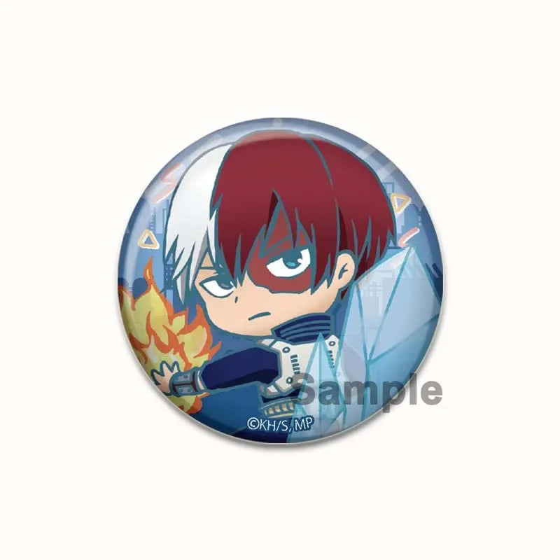 Round Anime Badge Midoriya Izuku Bakugou Katsuki Todoroki Shoto Ochaco Uraraka Cartoon Brooches Handmade Pins Accessorie Gifts