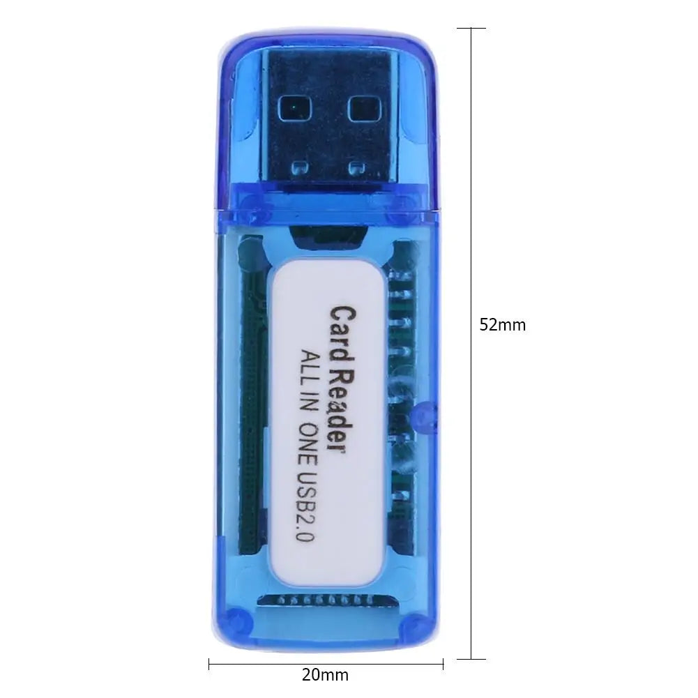 4 in 1 Mini USB2.0 4 Card Slots Smart Card Reader Flash USB Memory Card Reader for Micro SD TF M2 Computer PC Laptop Accessories