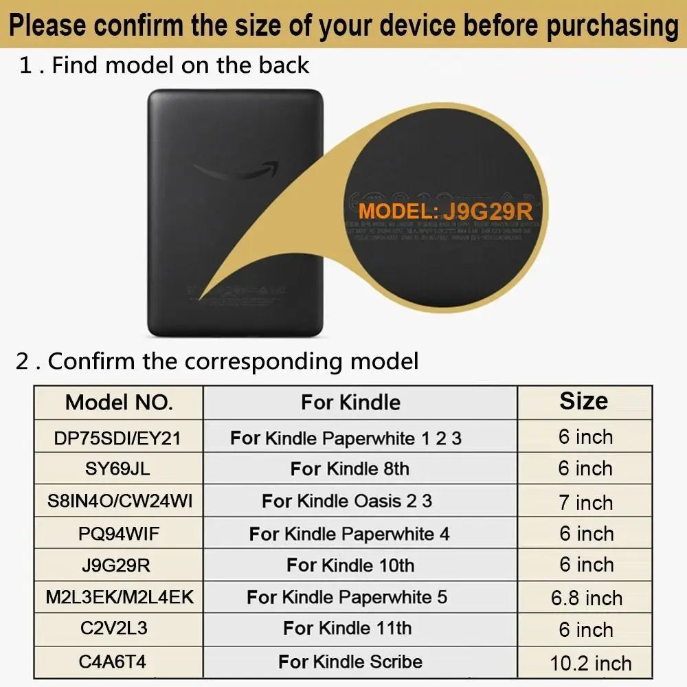 For Kindle 10th Generation 2019 e-Reader Case 6 inch Smart Back Cover J9G29R Acrylic Protective Shell Auto Wake Folio Funda