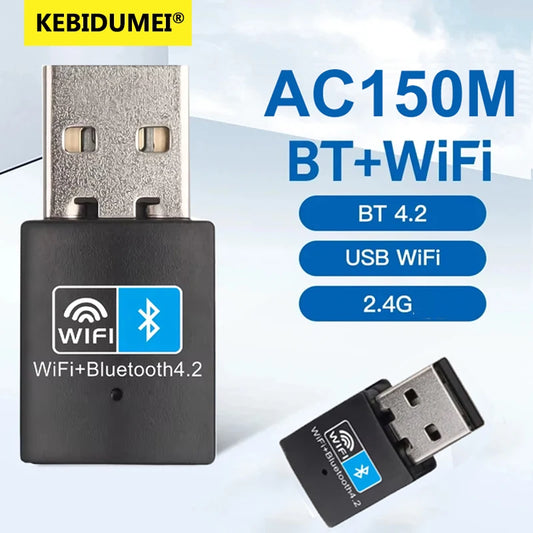 2.4G WiFi Network card 150Mbps USB WiFi Bluetooth Adapter 2in1 Dongle Wireless Wlan Receiver Driver Free For PC Laptop WIN 8/10