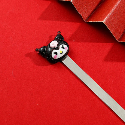 Sanrio Series Kuromi Bookmarks Cute Anime Metal Bookmarks Fans Collection Gift for Book Lovers Reading Marker Stationery