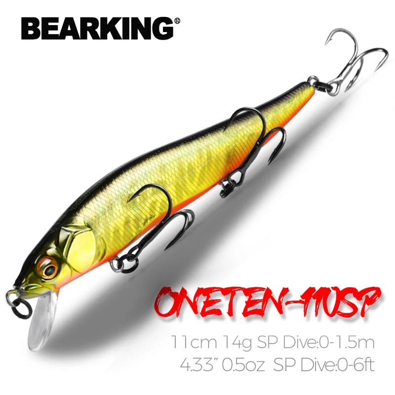 Bearking 11cm 14g SP dive 1.5m professional Minnow Wobbler fishing lures quality jerkbaits Artificial Bait Predator tackles