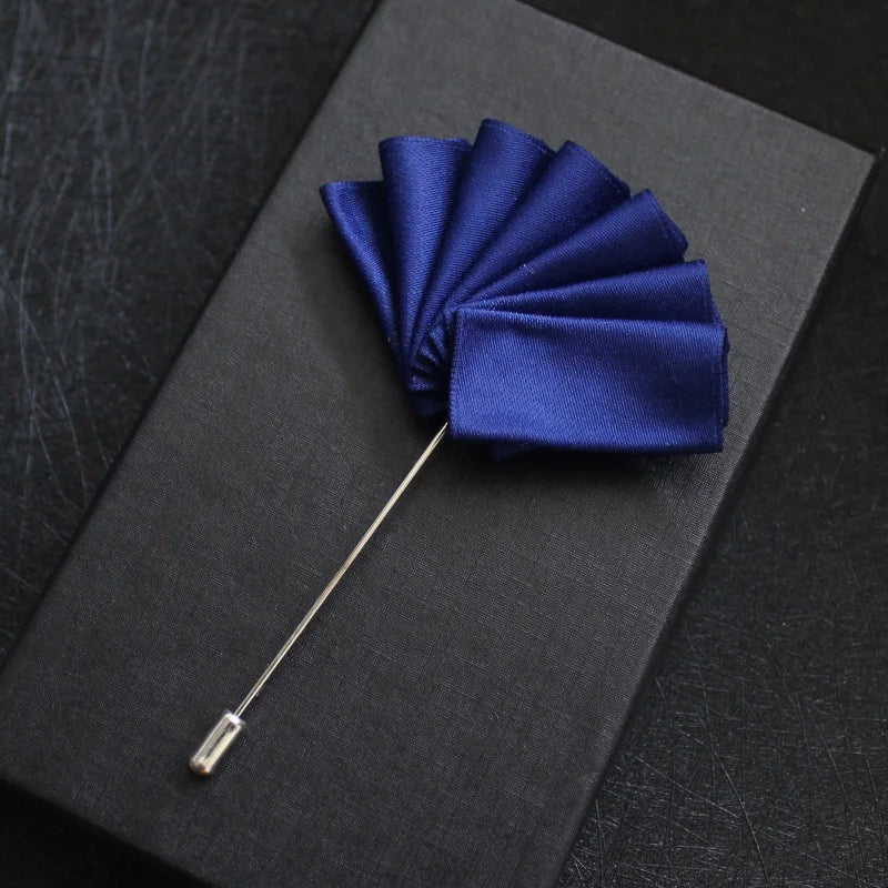 Fan Shaped Cloth Art Pins, Men's Suit Jewelry, High-end Shirt Ornament, Wedding Brooches, Pocket Pin Badge, Clothes Accessories