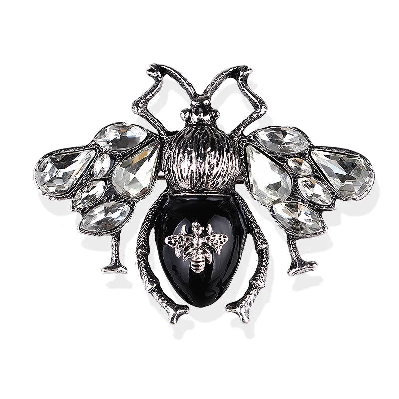 Creative Cute Insect Brooch Drip Oil Rhinestone Bee Beetle Animal Brooches Fashion Corsage Clothing Accessories Universal Pins