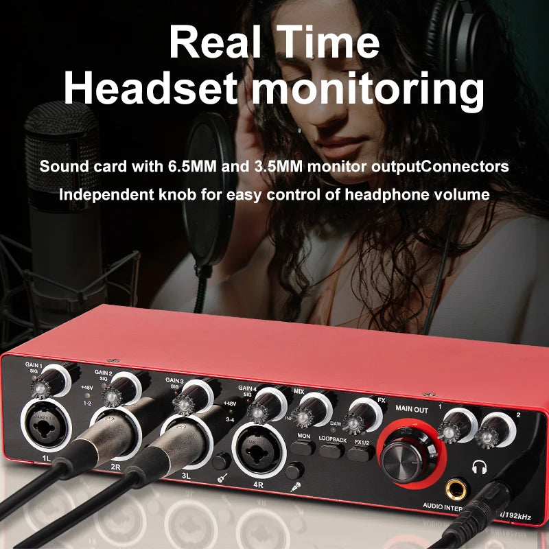 Professional 4-channel recording interface with 192kHz/24-bit quality, designed for music lovers and podcasters who want to