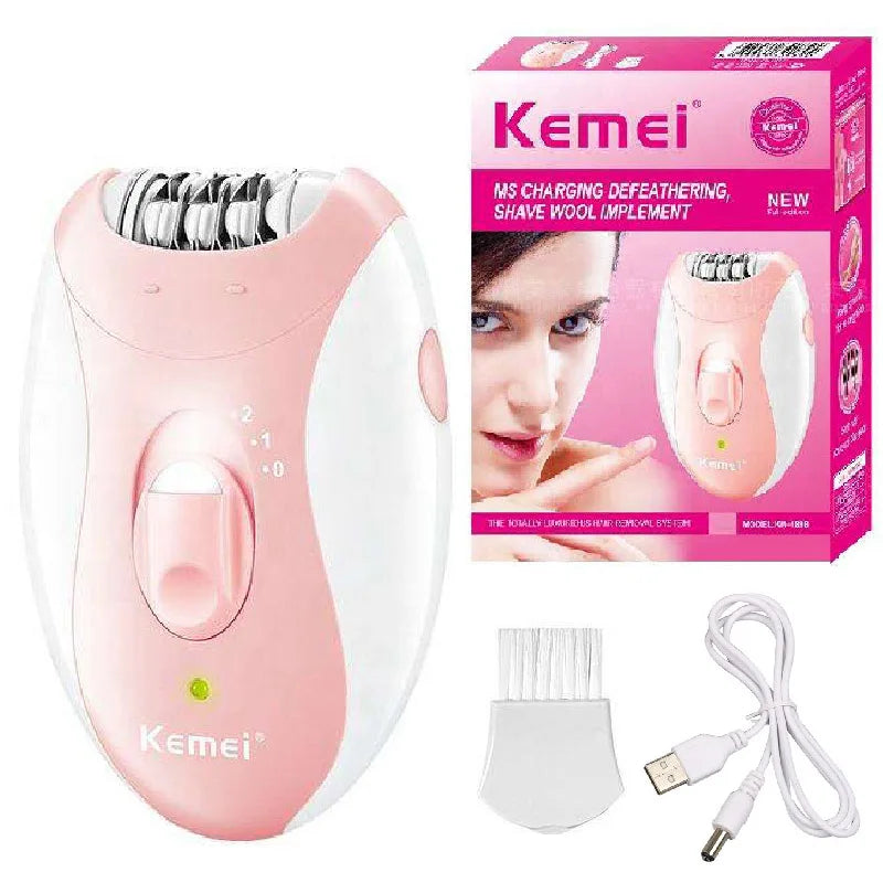 Original Kemei Women Epilator Electric Facial Body Painless Lady Legs Bikini Legs Arms Underarm Rotary Epilator Rechargeable